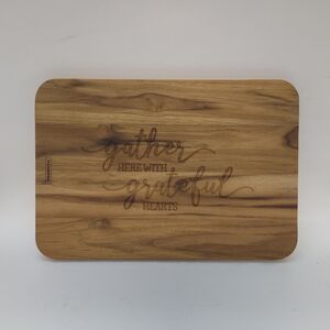 NEW Teak Cutting Board Laser Engraved With Gather Saying Size 14 1/2" X 10"